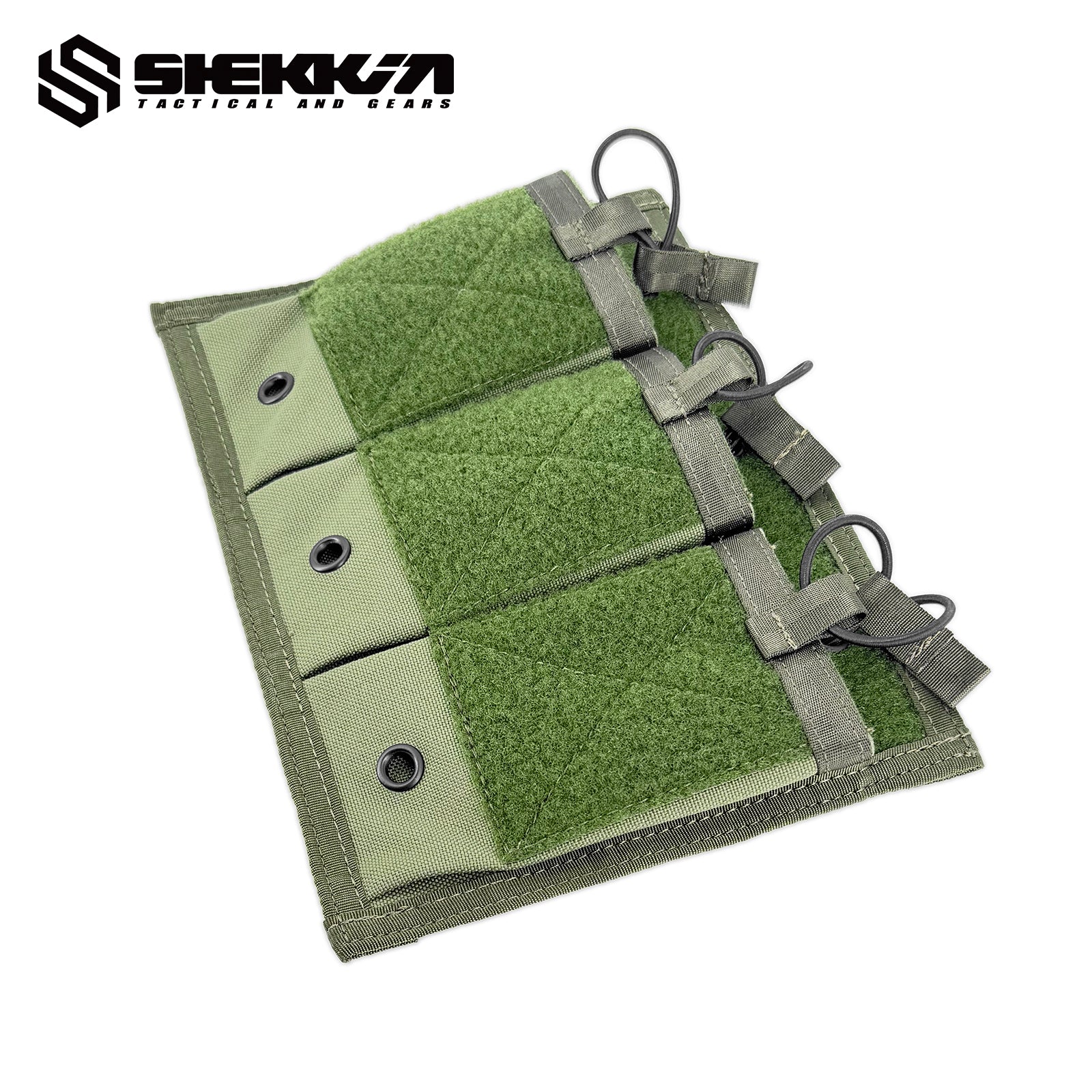 Pre MSA Paraclete style Smoke green triple M4 mag pouch with velcro back - Image 3