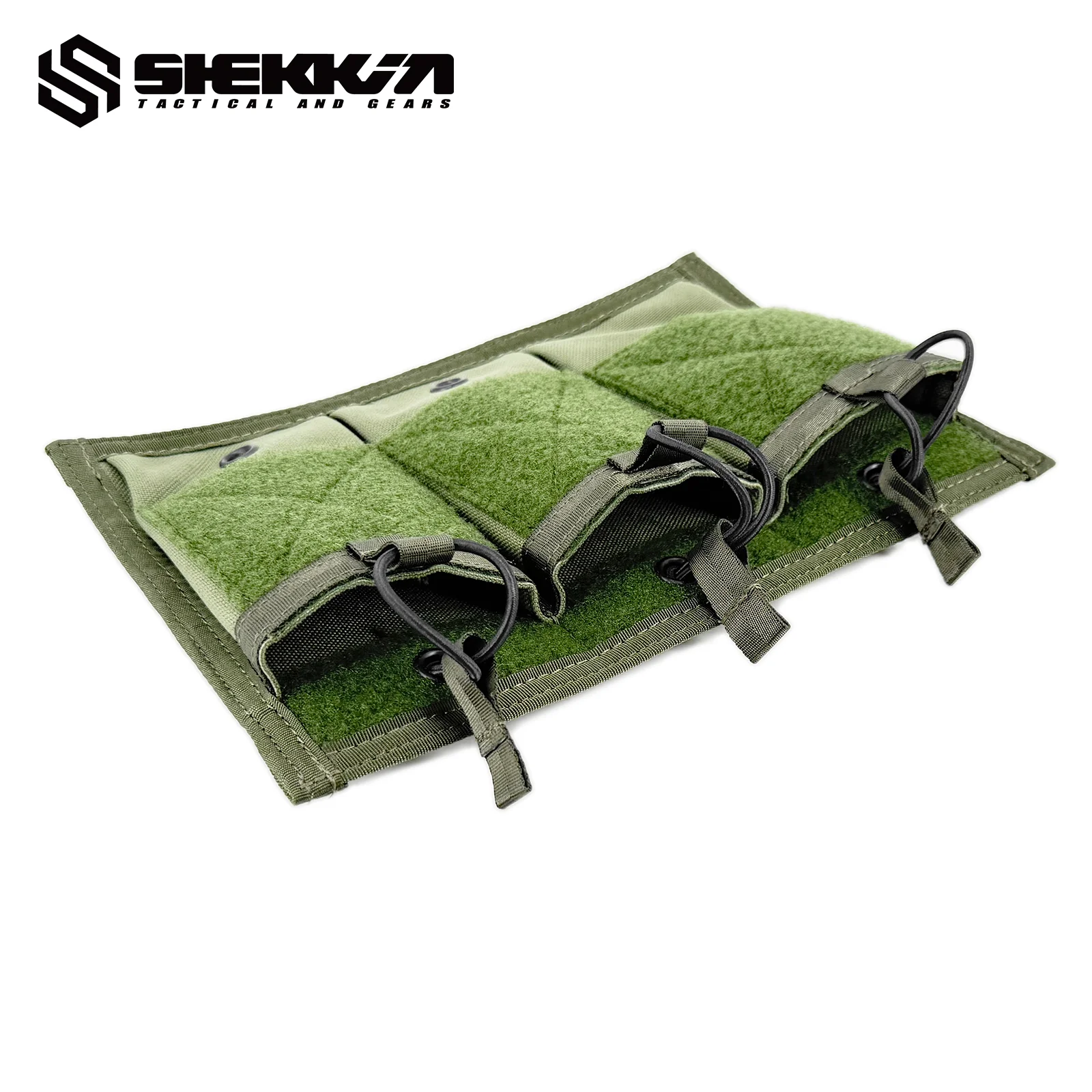 Pre MSA Paraclete style Smoke green triple M4 mag pouch with velcro back - Image 4