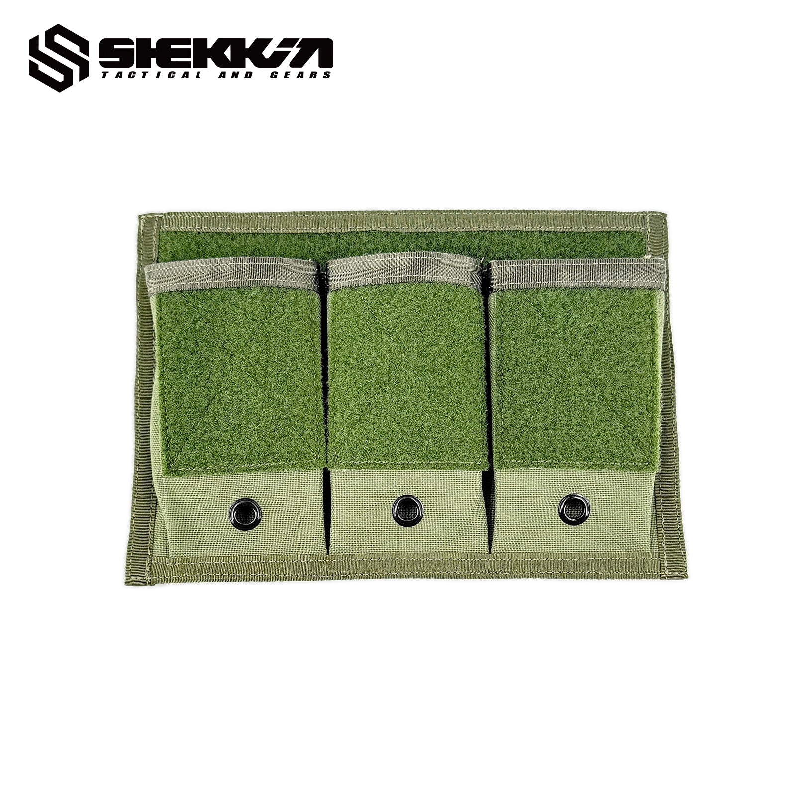 Pre MSA Paraclete style Smoke green triple M4 mag pouch with velcro back - Image 6