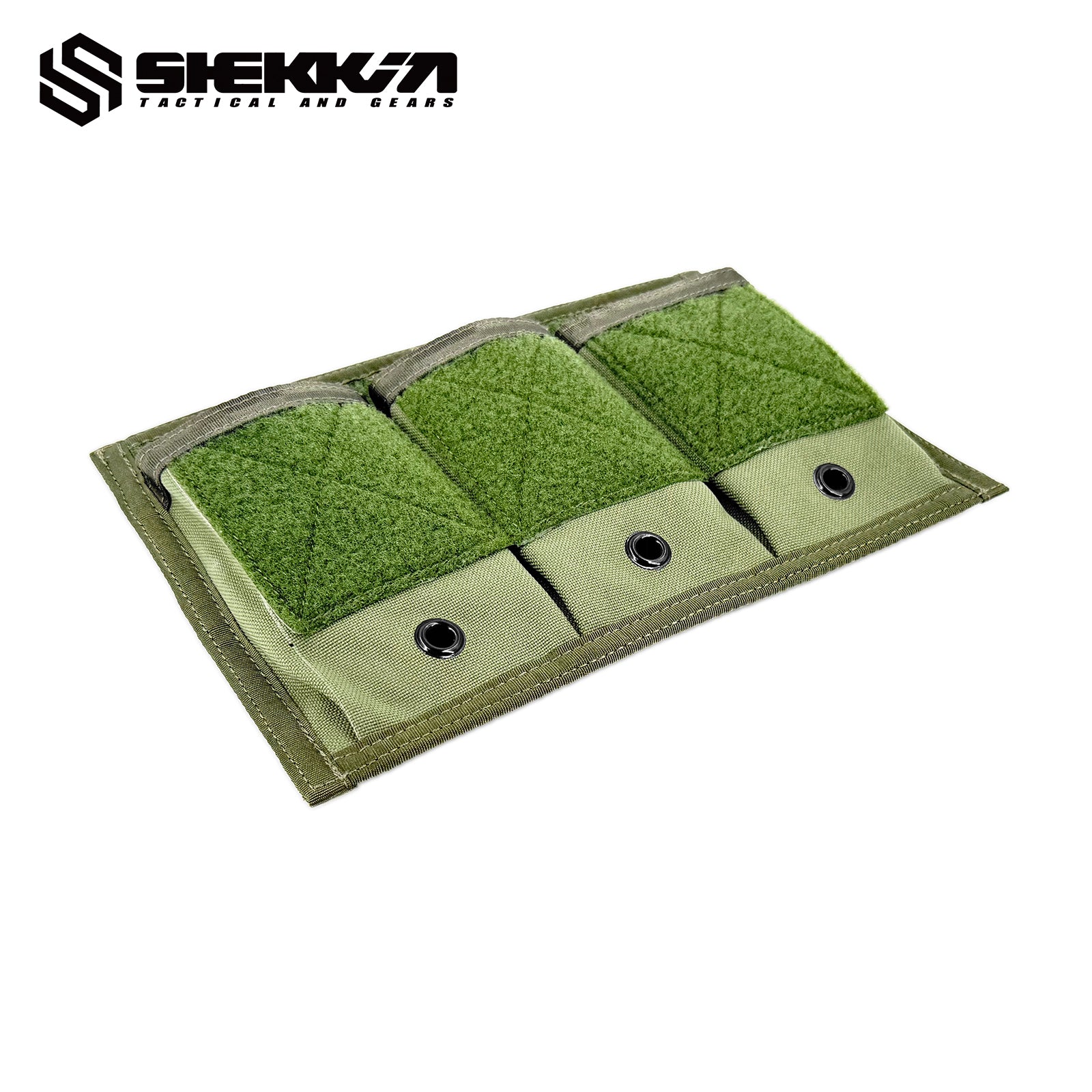 Pre MSA Paraclete style Smoke green triple M4 mag pouch with velcro back - Image 7