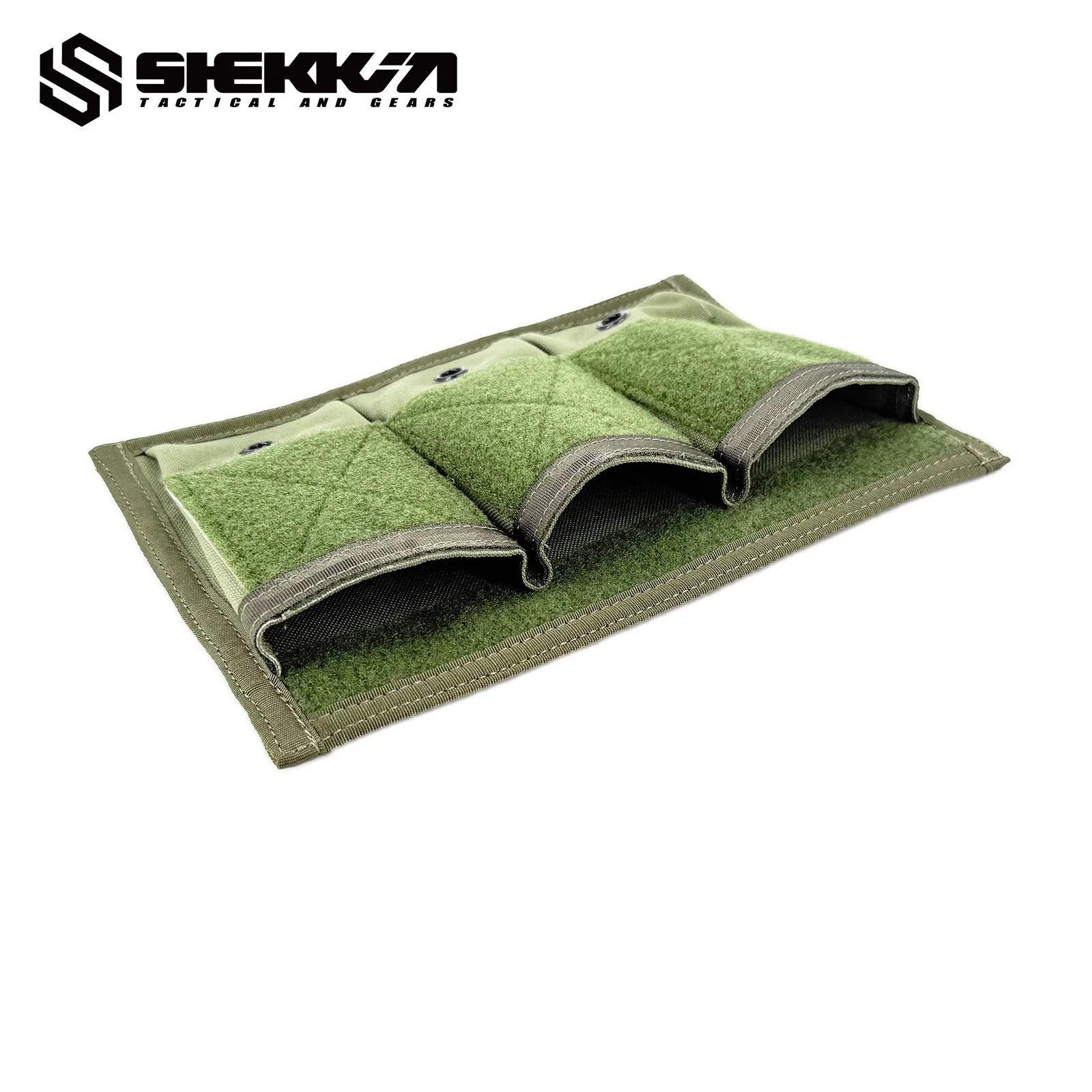 Pre MSA Paraclete style Smoke green triple M4 mag pouch with velcro back - Image 8